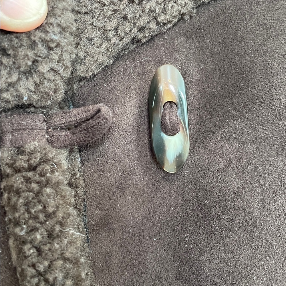 VTG XL Talbots faux suede/sherpa coat Toggle Button down Chocolate brown winter - Picture 12 of 14